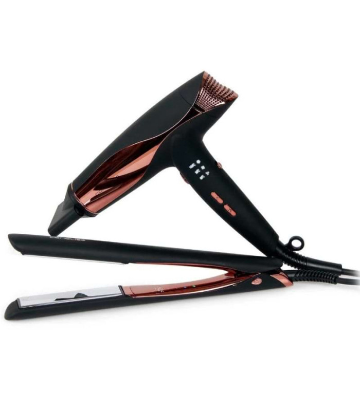 Kit Corioliss Plancha C5 Black Red + secador Wind